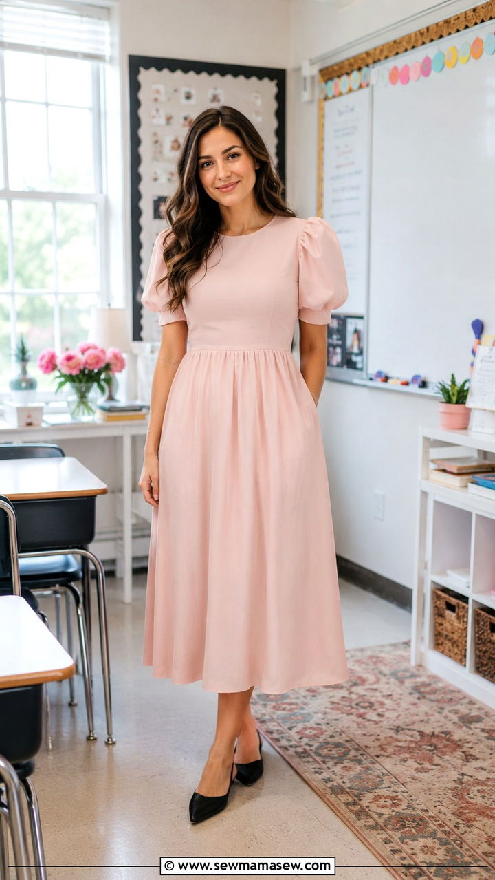Black T Shirt Dress With Long Cardigan and Combat Boots - 30 Teacher outfits with dresses