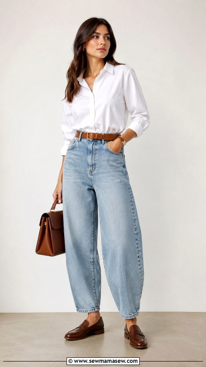 Black Tank With Dark Wash Barrel Jeans And Loafers - 25 Barrel jeans outfit ideas with loafers