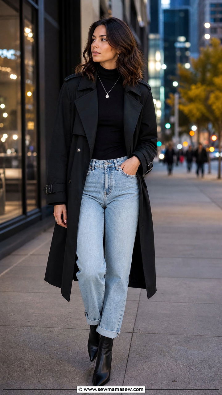 Black Trench Coat With Boyfriend Jeans - 25 Boyfriend jeans outfit ideas with a trench coat