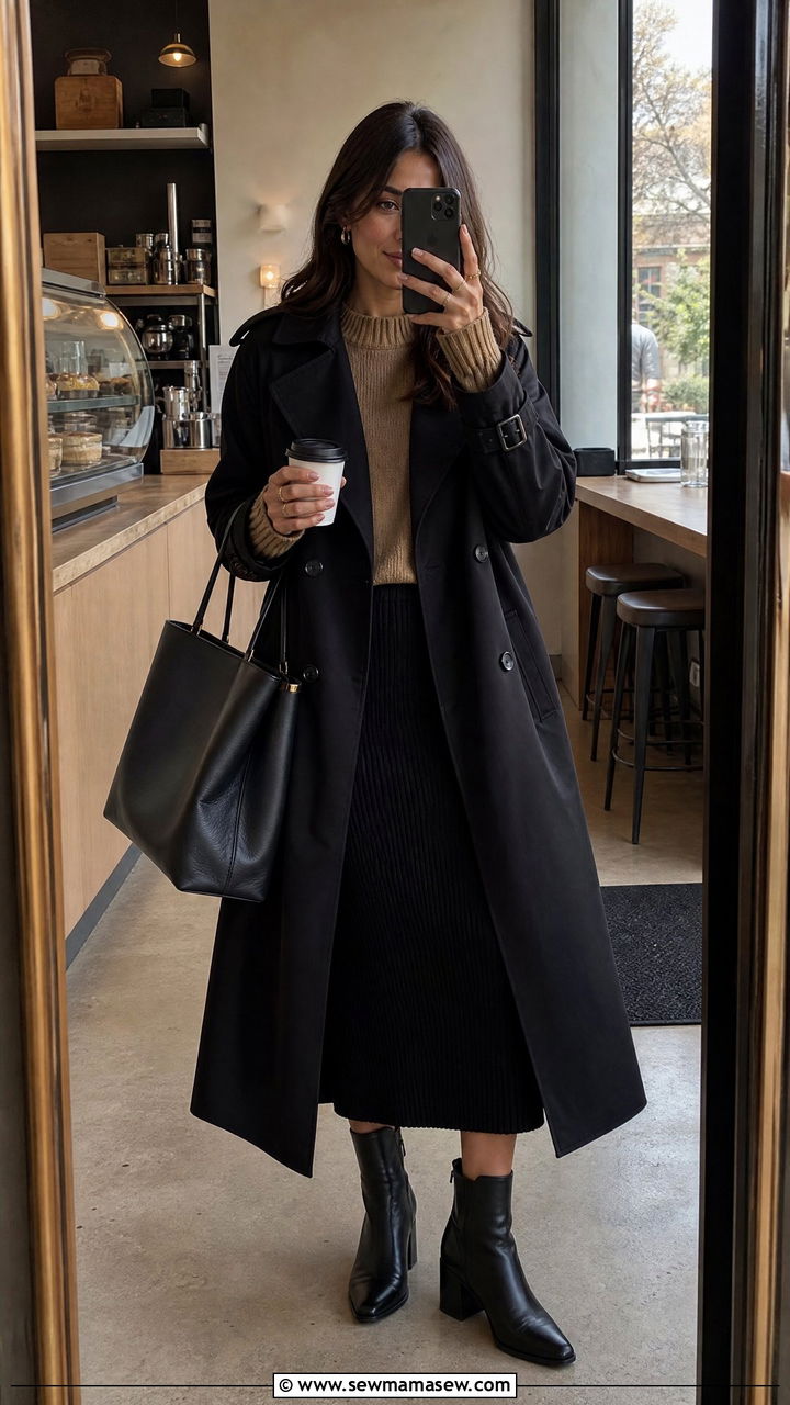 Black Trench Coat With Knit Skirt - 25 Black trench coat outfit ideas with a skirt