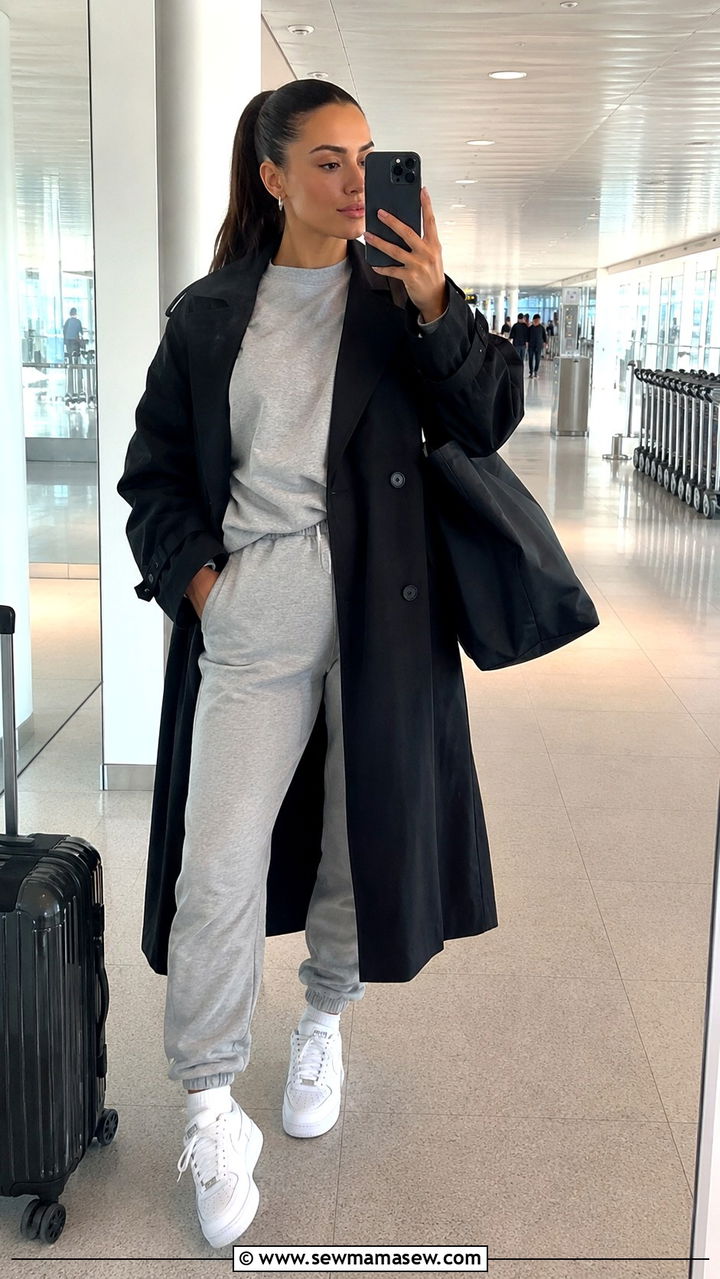 Black Trench Coat With Matching Sweats Set And Sneakers - 25 Black trench coat outfit ideas with sneakers