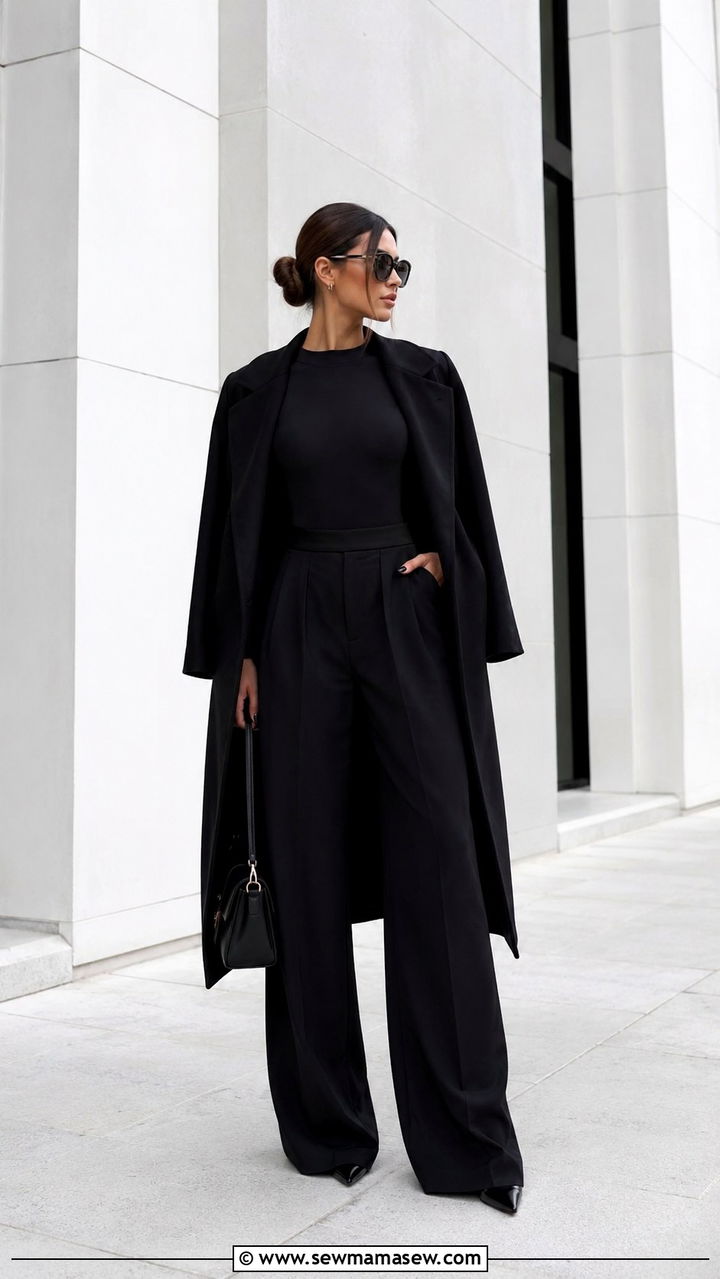 Black Trouser Monochrome Outfit - 30 trouser outfit ideas for women