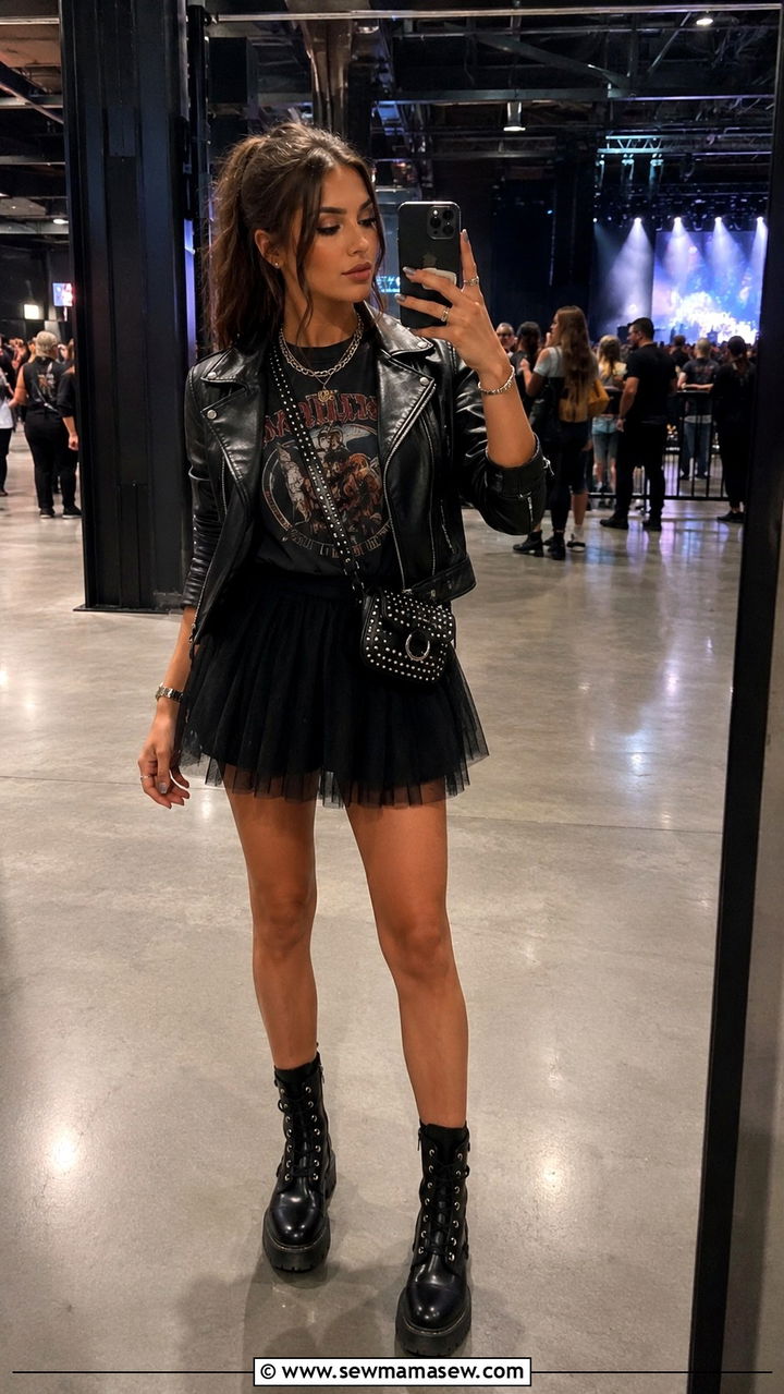 Black Tulle Mini Skirt With Band Tee Outfit - 20 Tulle skirt outfit ideas with a tee