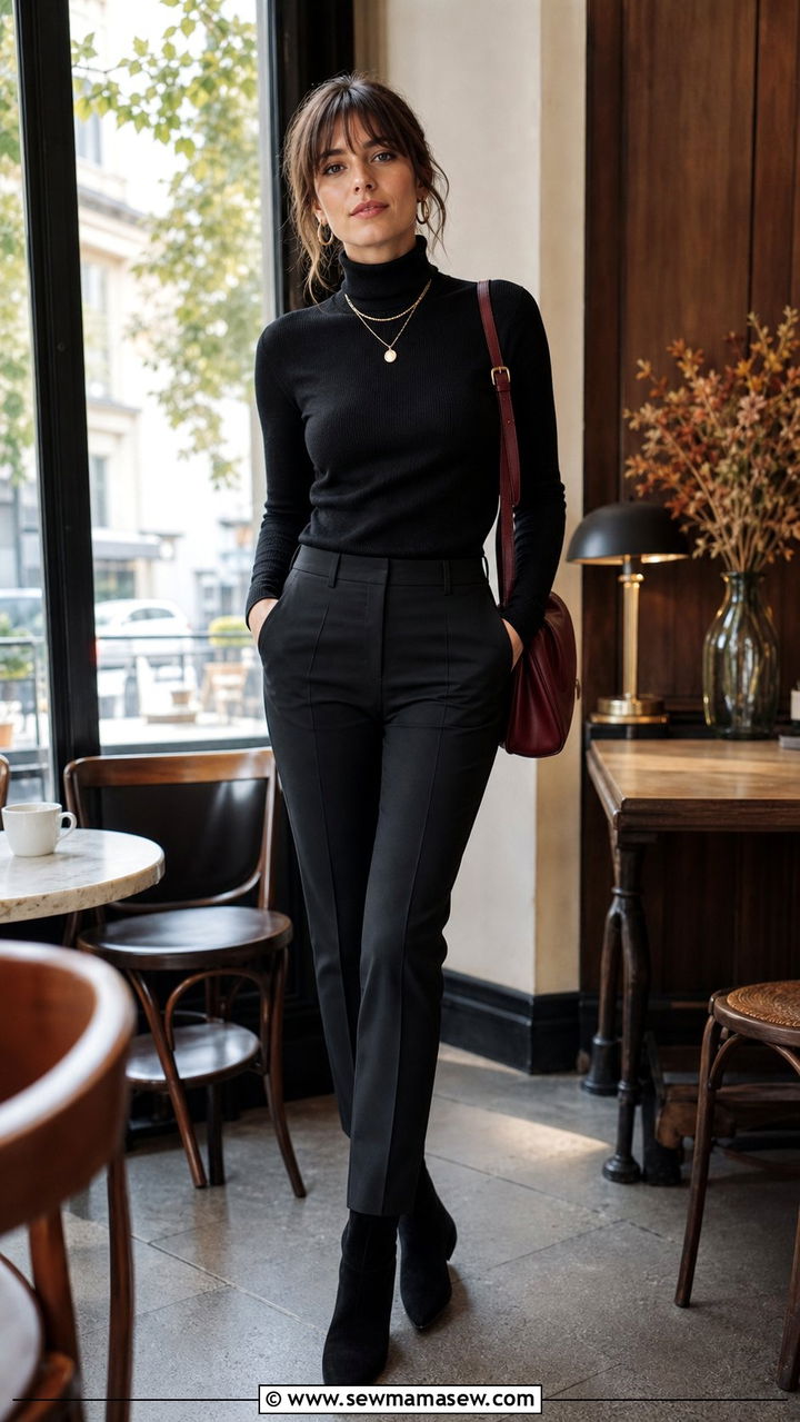 Black Turtleneck French Girl Outfit - 25 cute French girl outfits