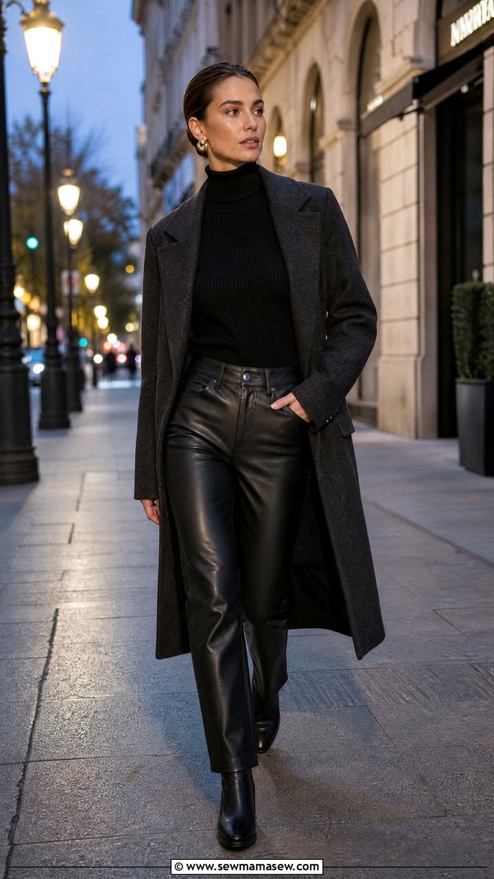 Black Turtleneck Outfit With Leather Trousers - 25 Interior designer outfit ideas