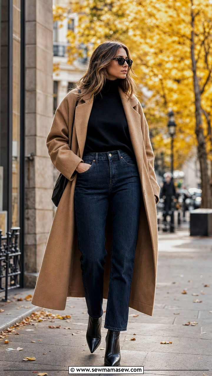 Black Turtleneck With High Waist Jeans and Pointed Boots - 25 classy model off duty outfit ideas