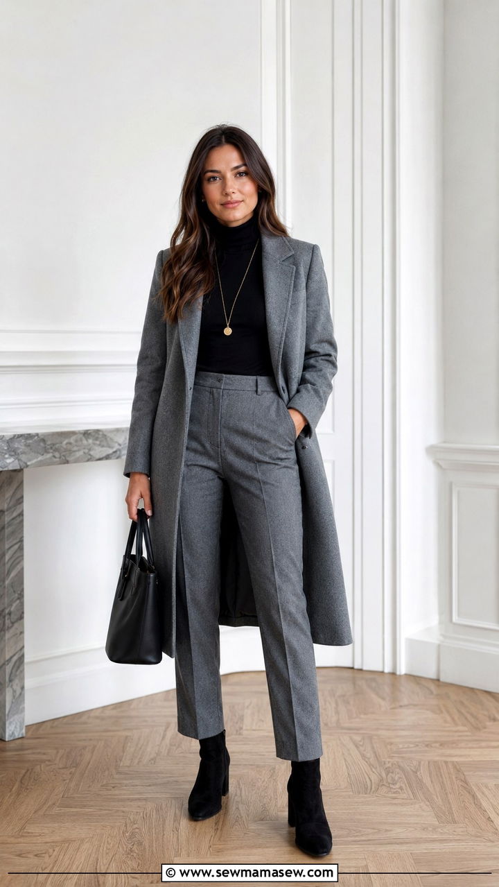 Black Turtleneck With High Waisted Gray Trousers - 30 Legal conference outfit ideas