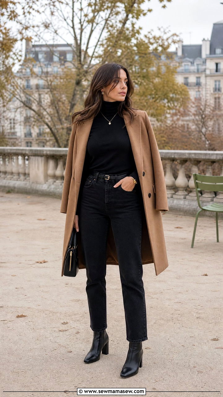 Black Turtleneck With Jeans Outfit - 30 French girl outfit ideas with jeans