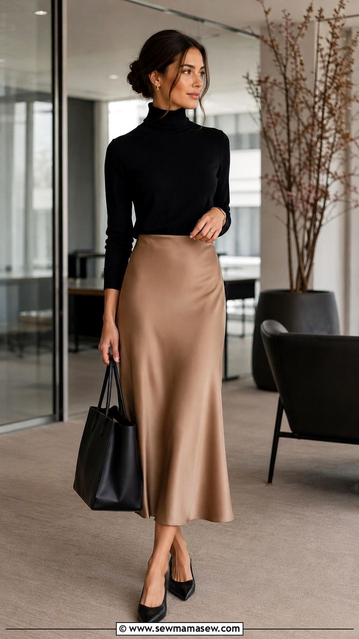 Black Turtleneck With Midi Skirt Outfit - 30 casual outfits to copy