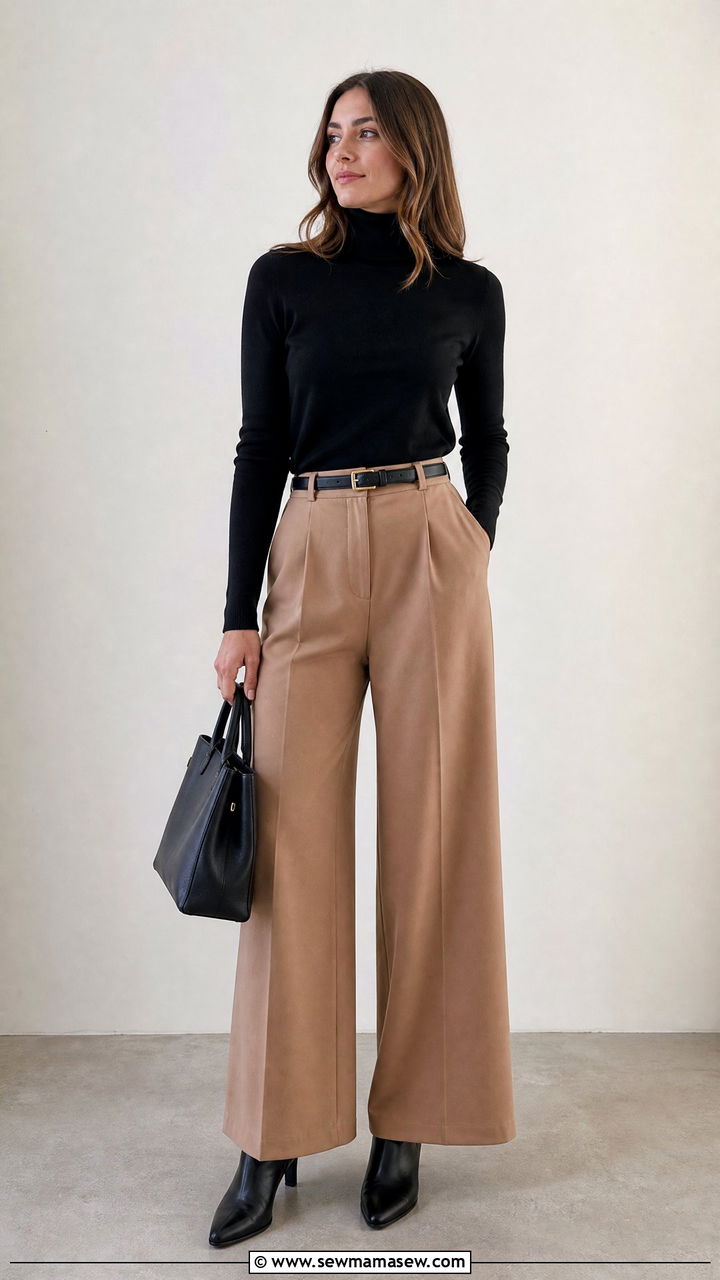Black Turtleneck With Wide Leg Trousers - 35 Modern business casual outfits