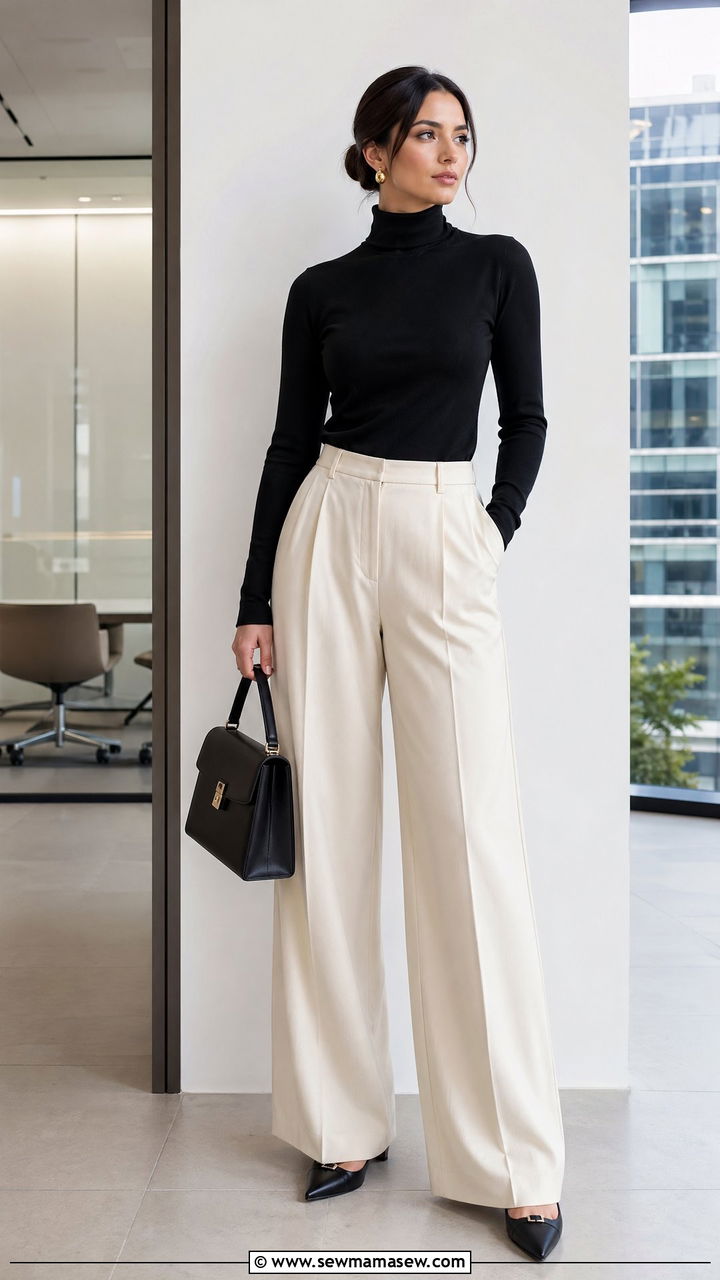 Black Turtleneck and Trousers Outfit - 35 easy outfit ideas for women