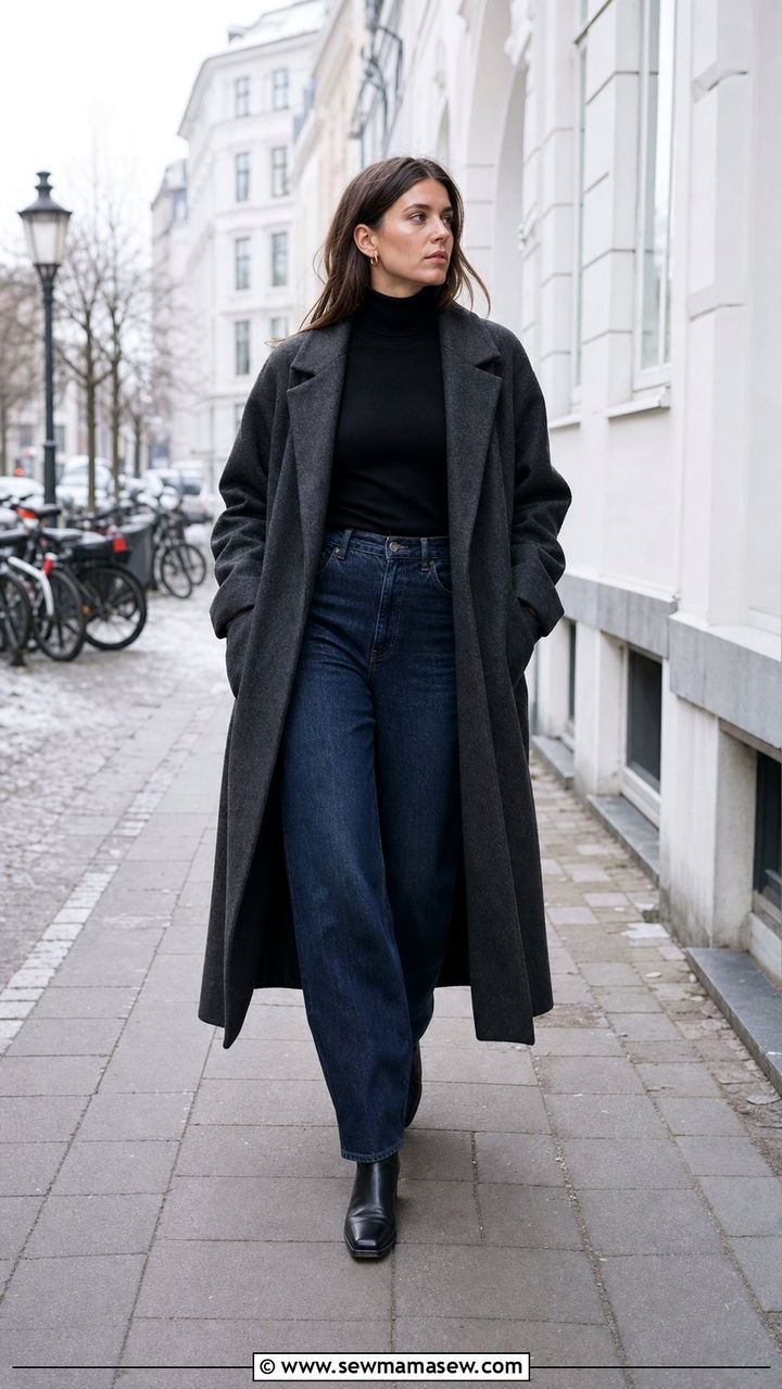 Black Turtleneck with Barrel Jeans - 25 Copenhagen outfits inspo