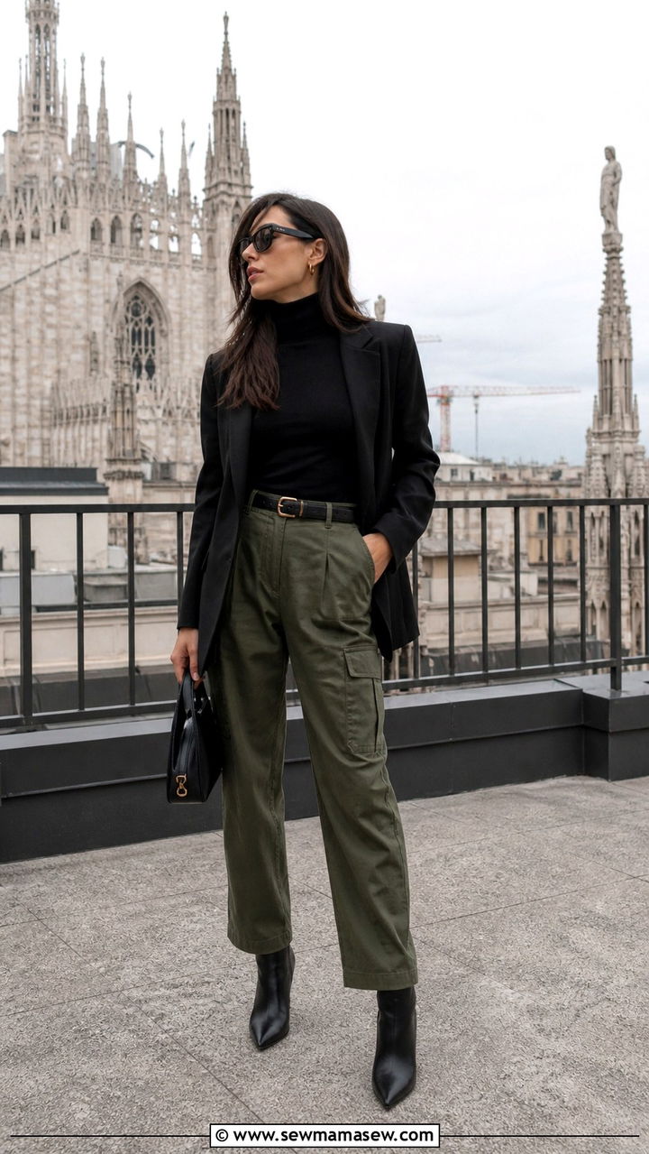 Black Turtleneck with Cargo Pants Milan - 40 What to wear in Milan