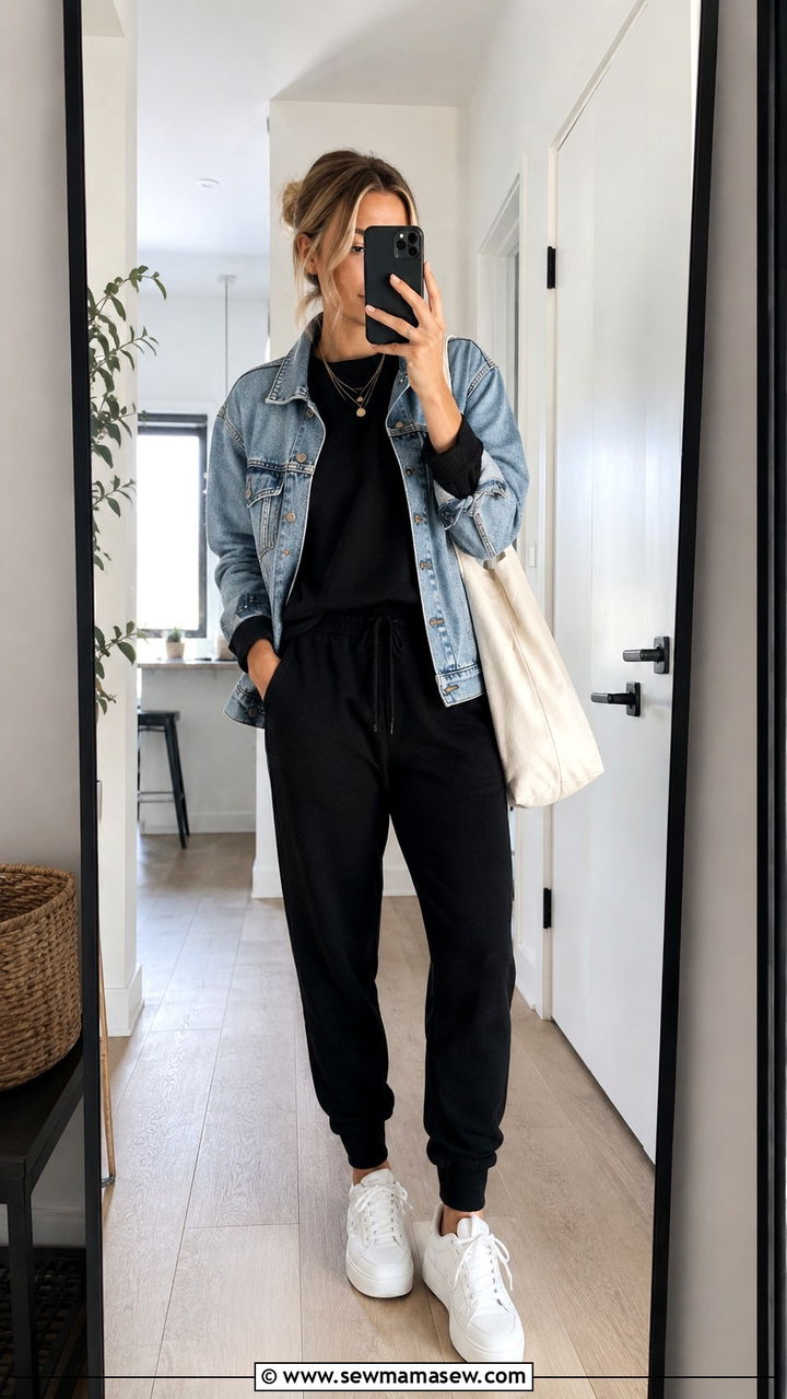 Black Waffle Knit Two Piece Set Outfit - 25 Black loungewear set outfit ideas