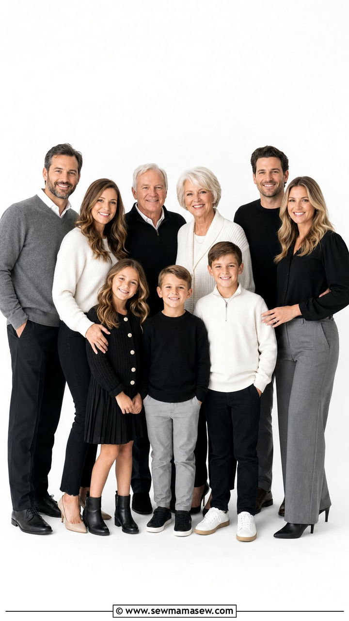 Black White and Gray Classic Studio Outfit - 25 Family photo outfits for large families