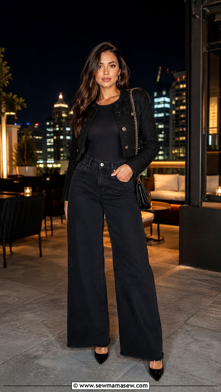 Black Wide Leg Jeans Outfit - 30 cute wide leg jeans outfits