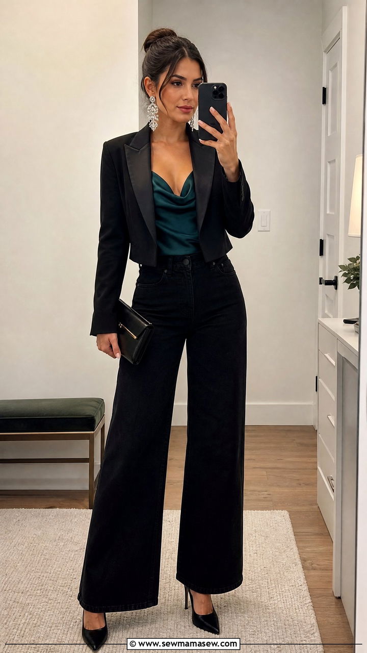 Black Wide Leg Jeans Wedding Guest Look - 25 How to style wide leg jeans for a wedding