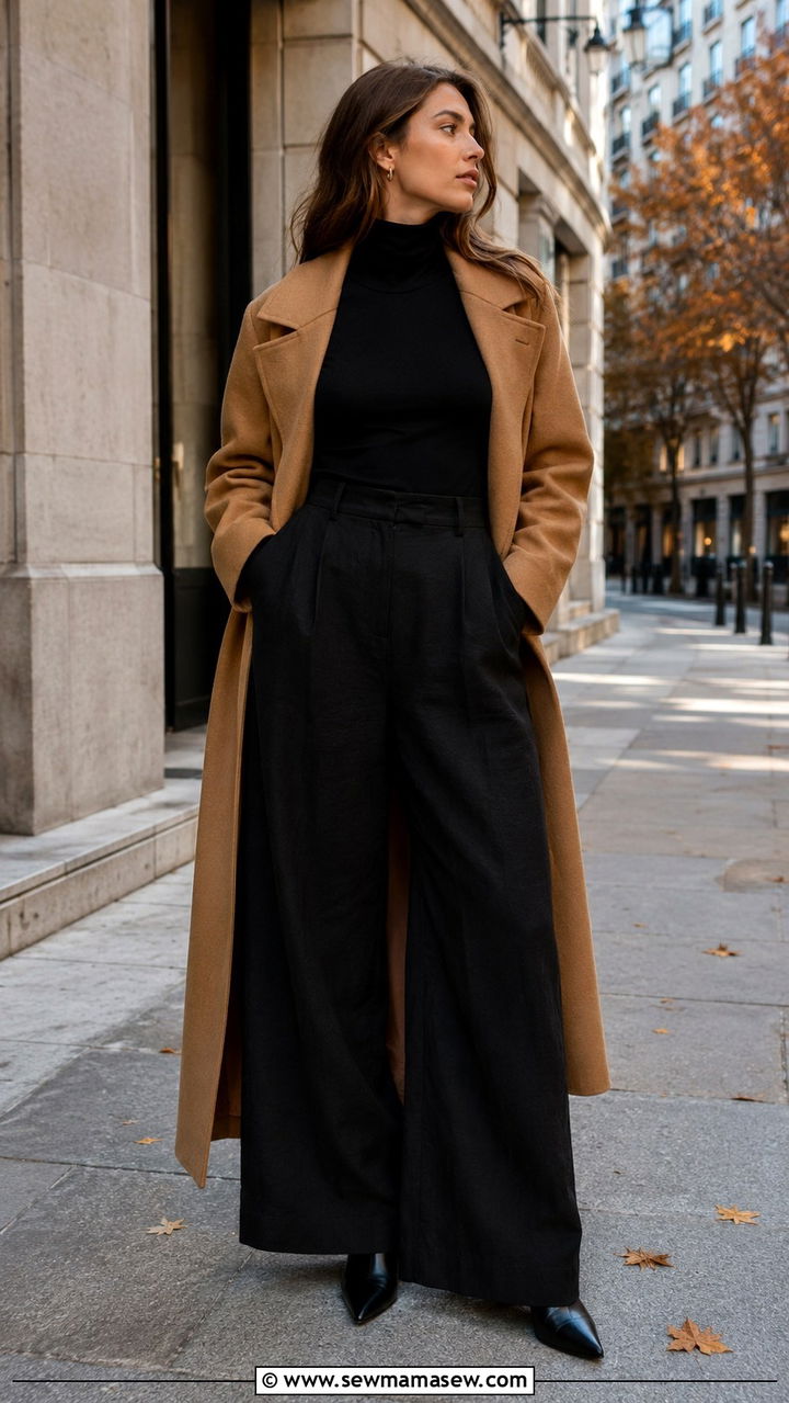 Black Wide Leg Linen Pants With Turtleneck - 25 Wide leg linen pants outfit ideas with a sweater