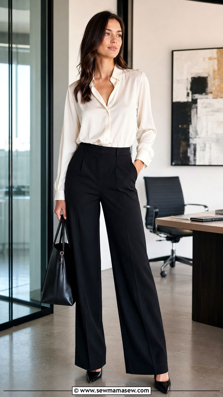 Black Wide Leg Pants Outfit For Work - 25 wide leg pants outfits aesthetic