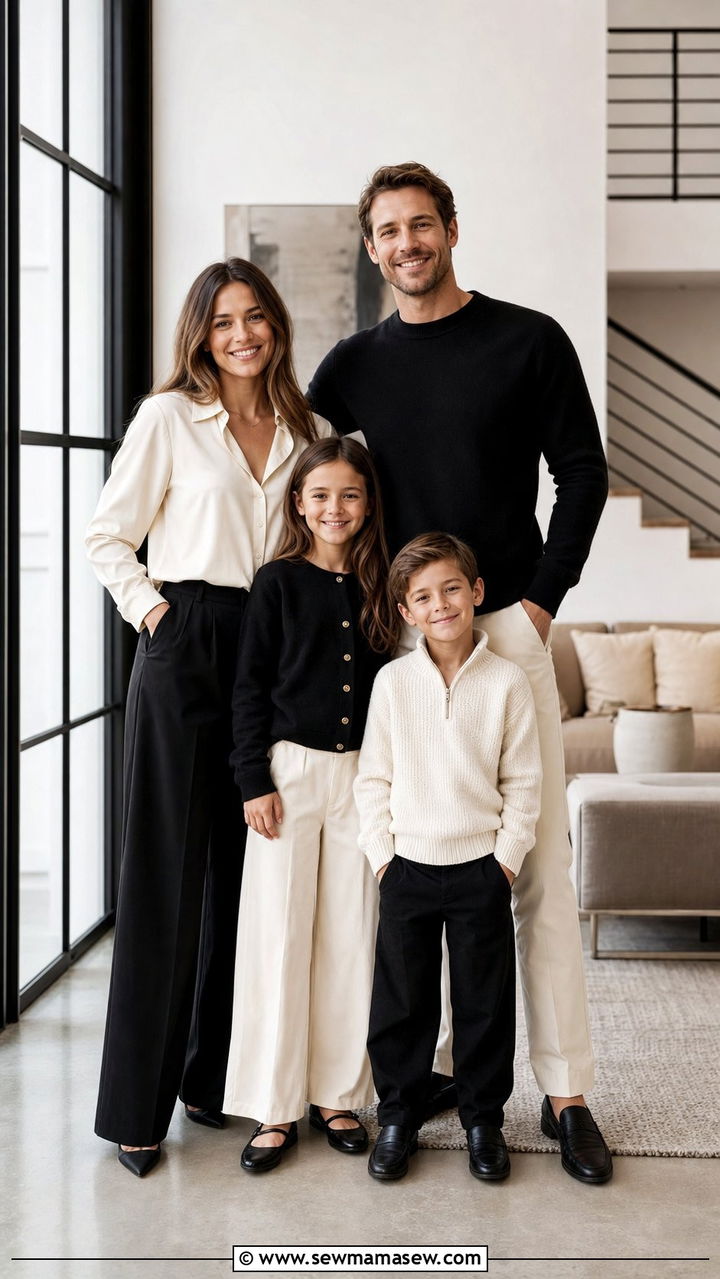 Black and Cream Monochrome Family Photo Outfit - 25 family photo outfits aesthetic