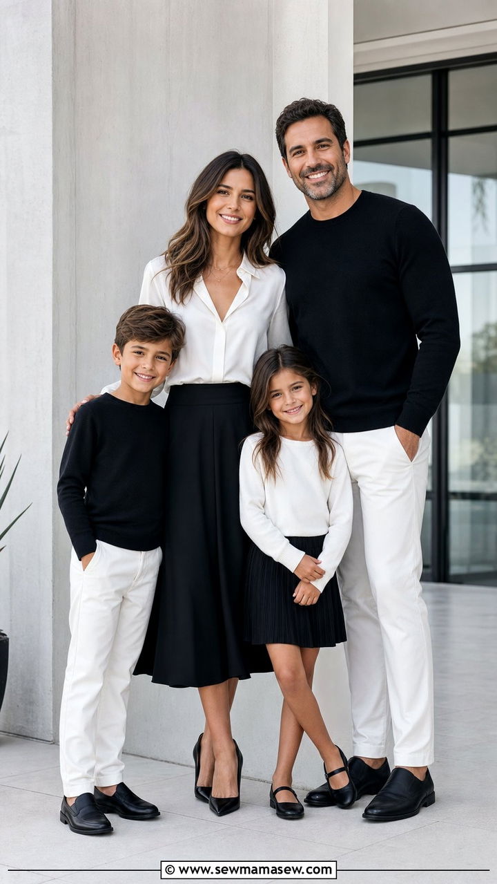 Black and White Classic Family Photo Outfit - 25 cute family photo outfits