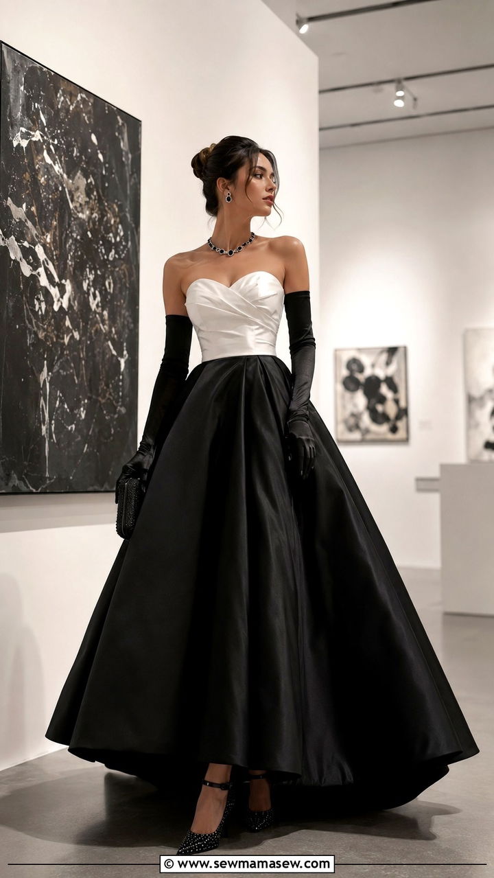 Black and White Contrast White Tie Gown - 25 White tie event outfit ideas