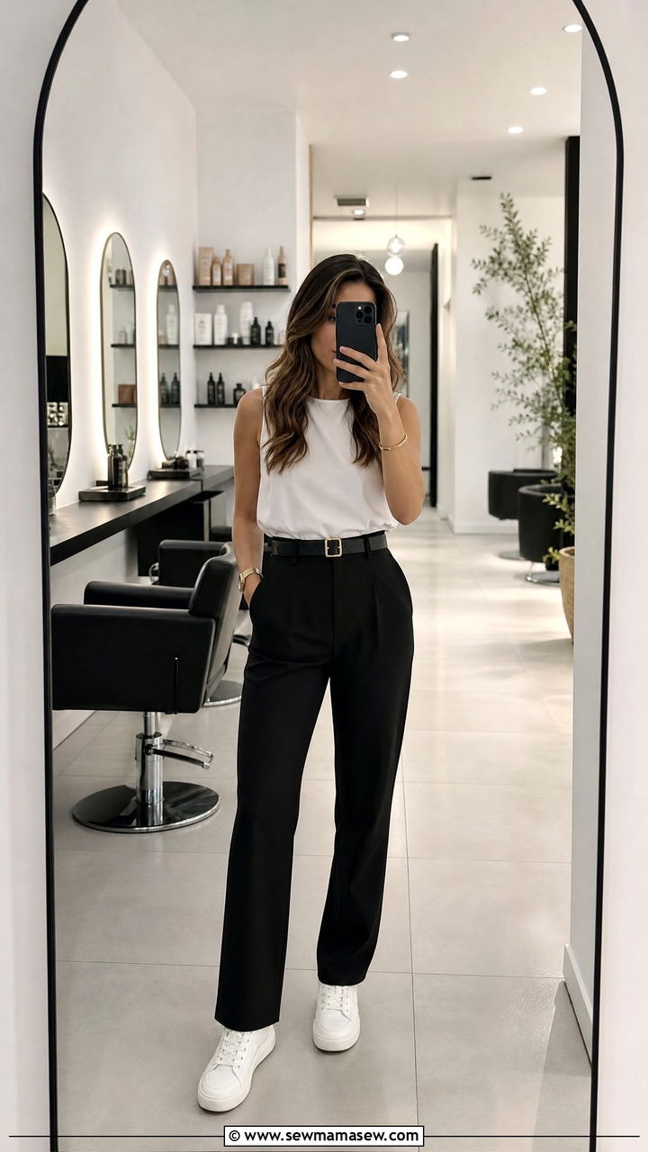 Black and White Monochrome Salon Outfit - 25 Salon outfit ideas for hairstylist