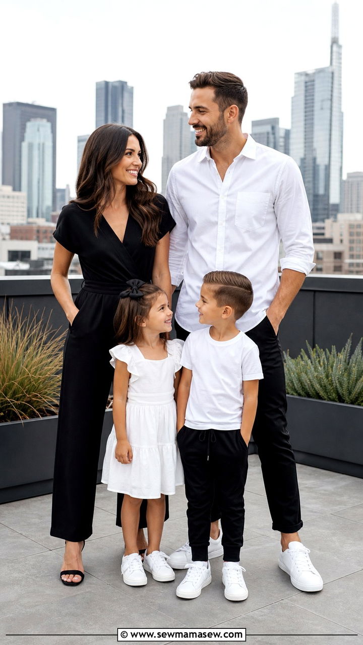 Black and white coordinated family picture outfits - 40 Family photo outfit ideas