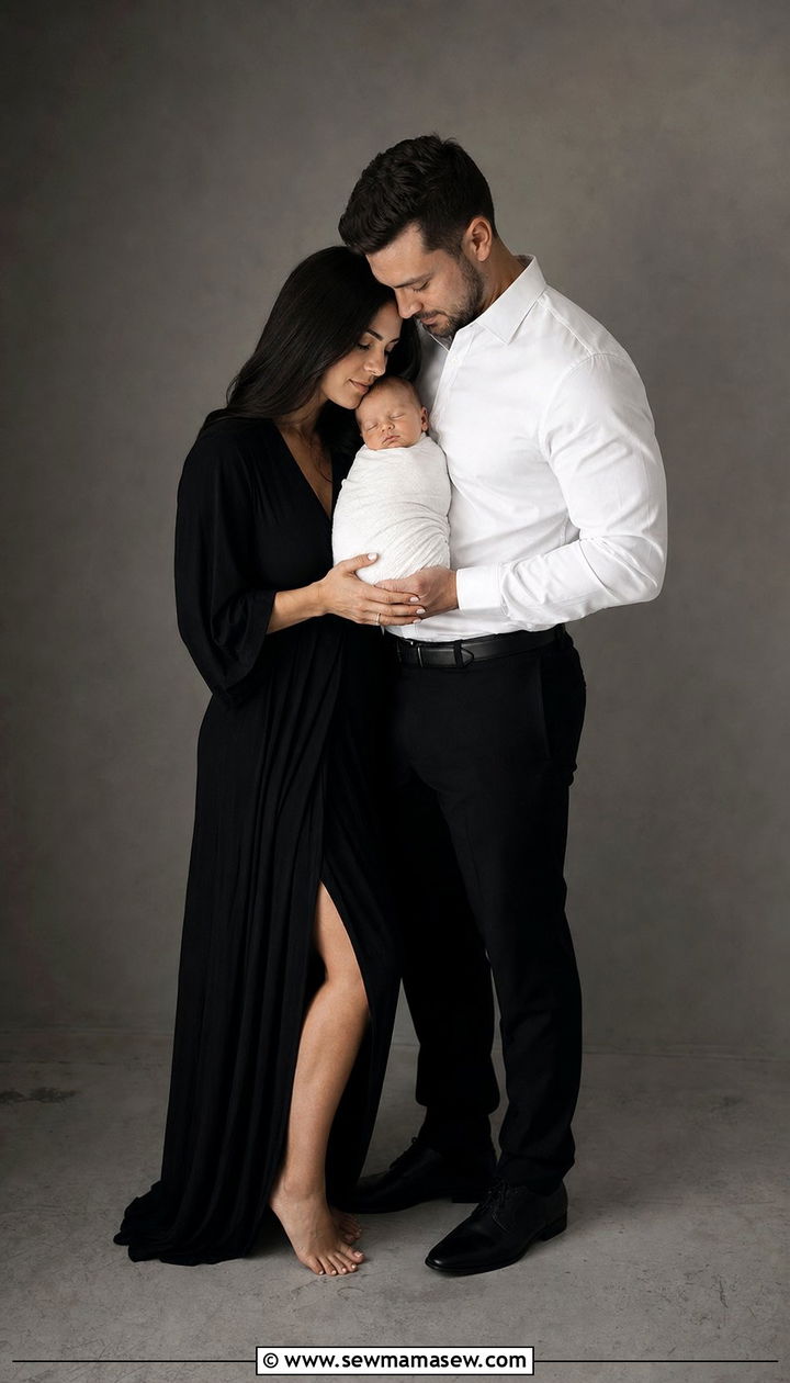 Black and white family outfit for newborn photos - 25 Family photo outfit ideas with newborn