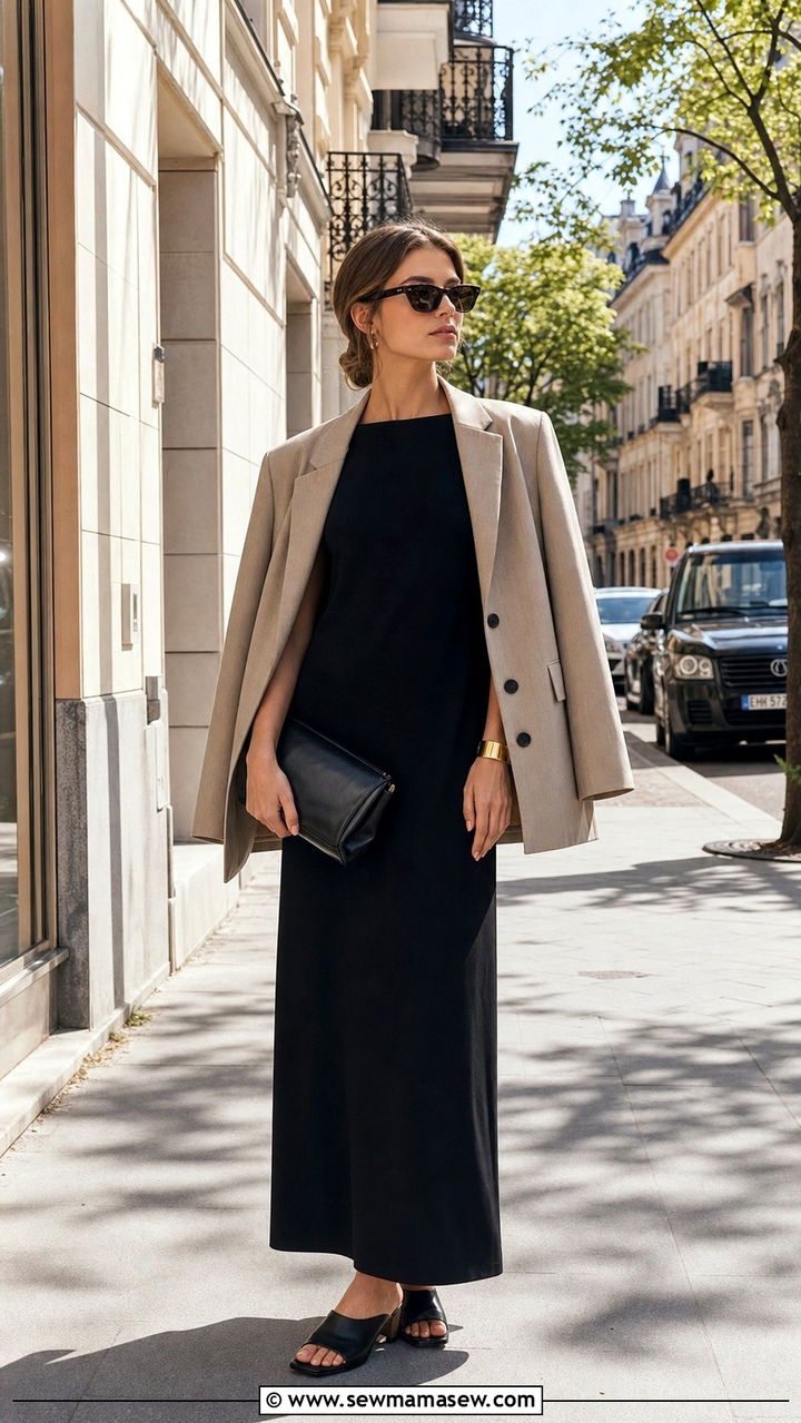 Black boat neck maxi dress outfit - 25 Stockholm outfit ideas