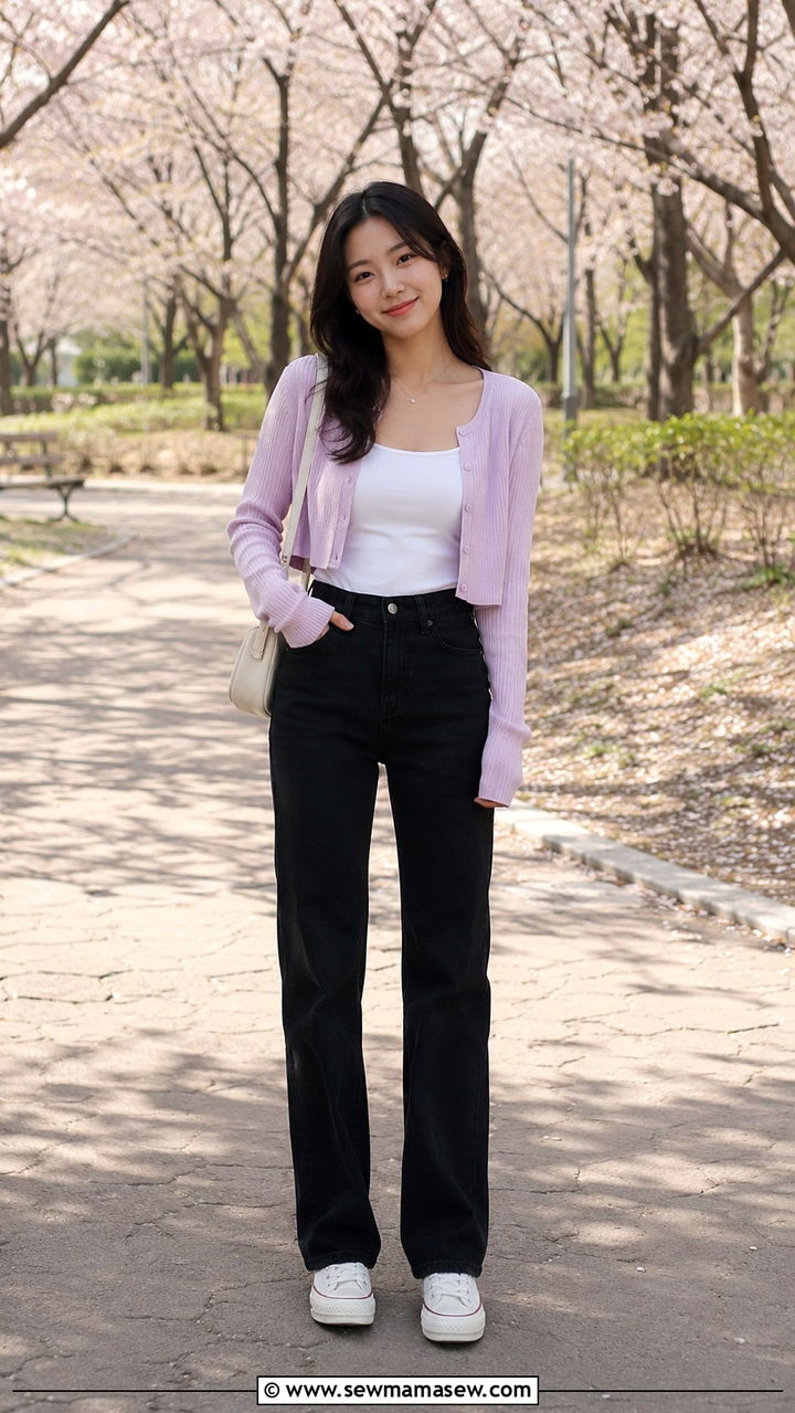 Black jeans and cardigan outfit spring - 30 Spring outfits with black jeans