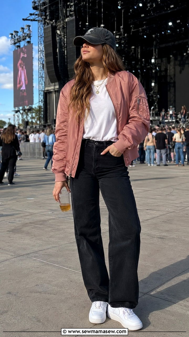Black jeans with bomber jacket spring outfit - 30 Spring outfits with black jeans