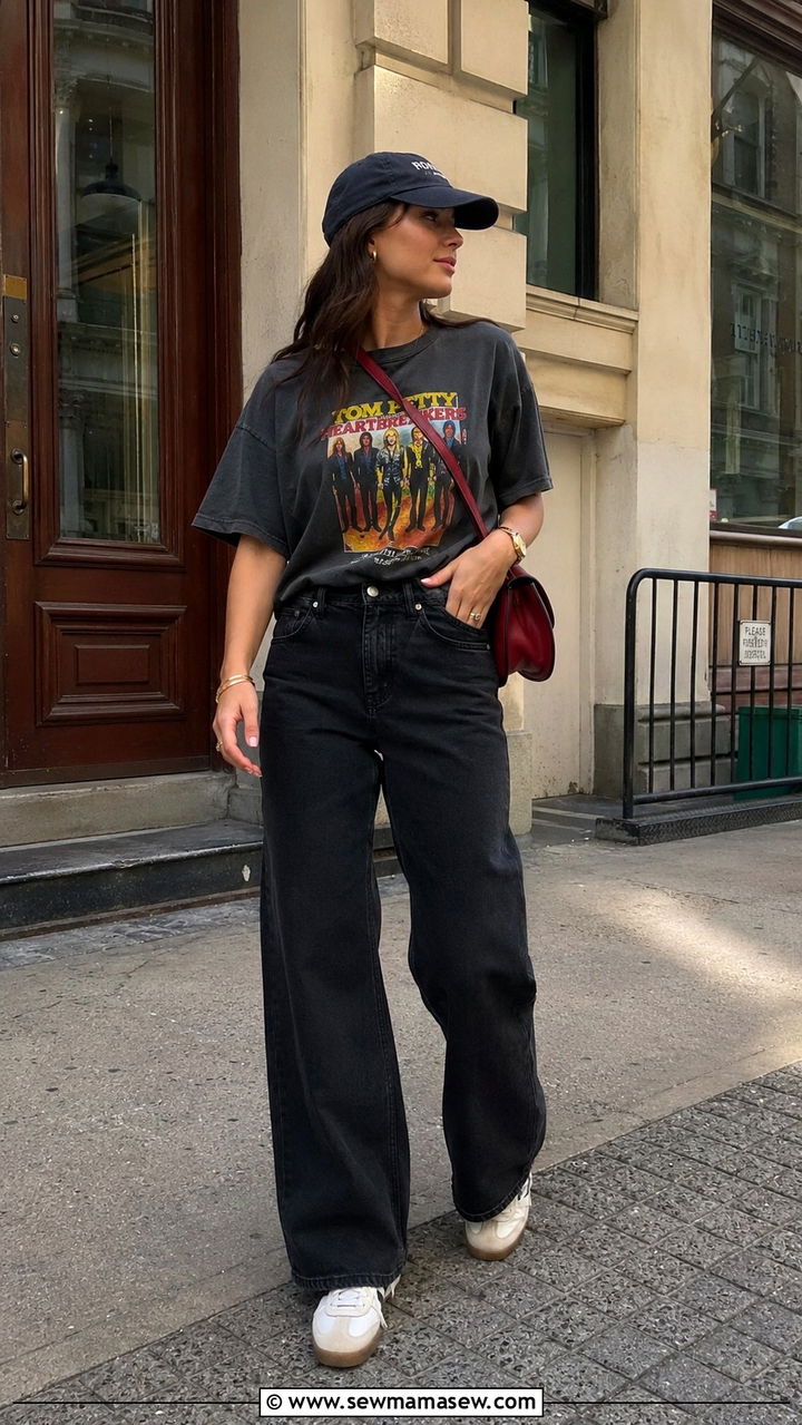 Black jeans with graphic tee spring outfit - 30 Spring outfits with black jeans