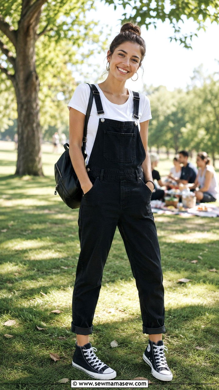 Black jeans with overalls spring outfit - 30 Spring outfits with black jeans