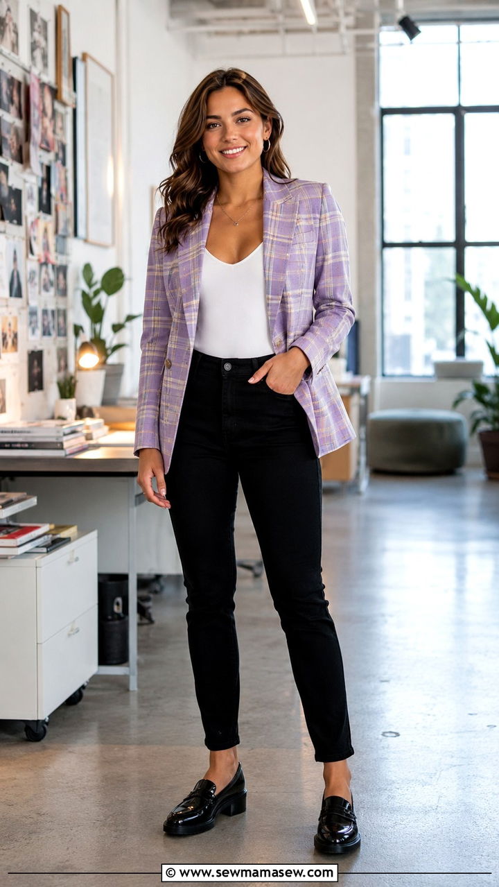 Black jeans with plaid blazer spring outfit - 30 Spring outfits with black jeans