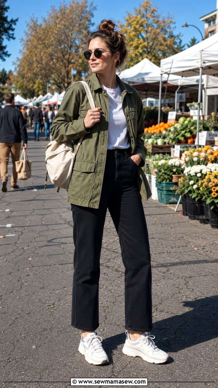 Black jeans with utility jacket spring outfit - 30 Spring outfits with black jeans