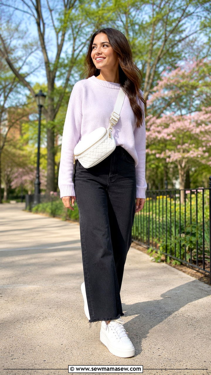 Black jeans with white sneakers spring outfit - 30 Spring outfits with black jeans