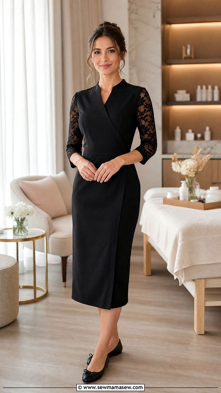 Black lace dress with ballet flats - 30 Esthetician outfit ideas