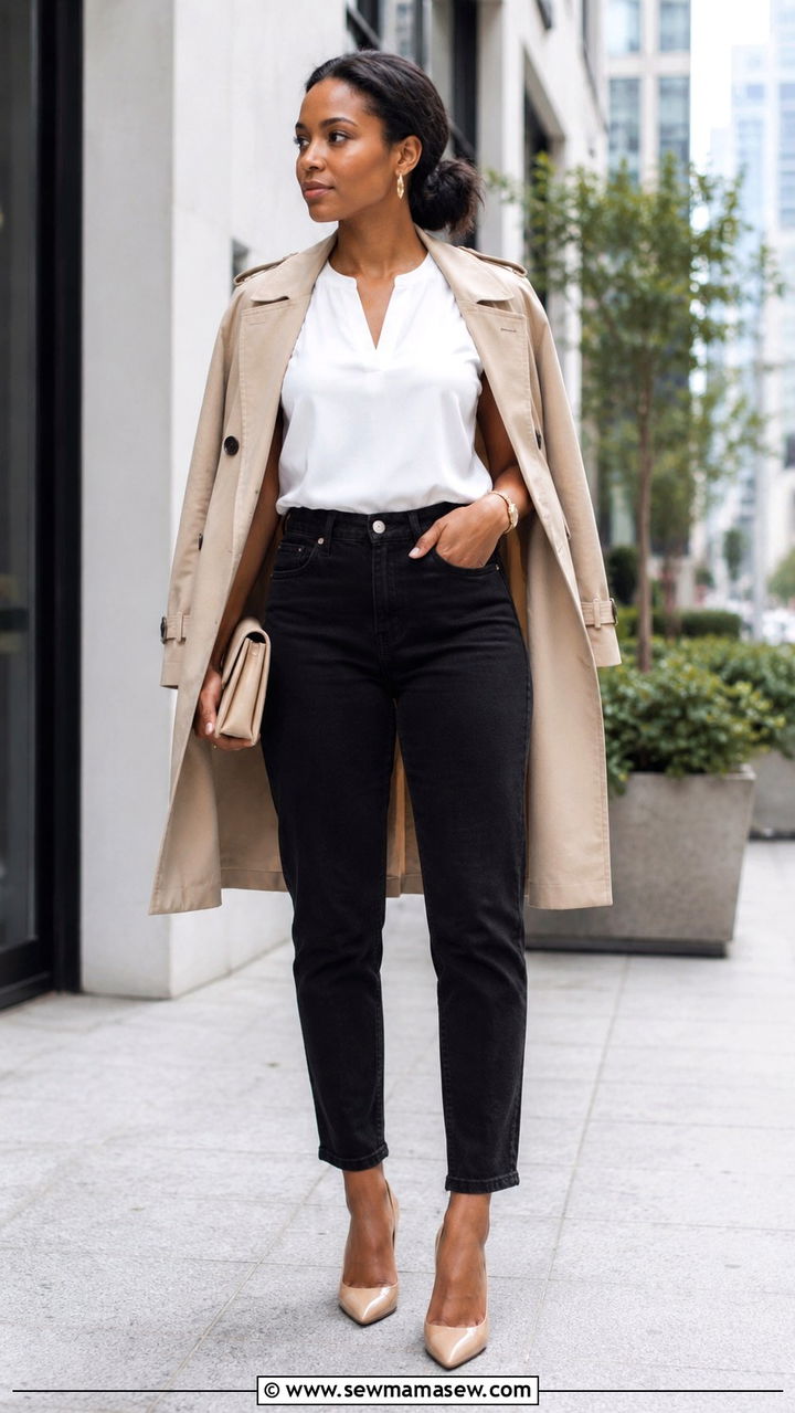 Black mom jeans with nude heels - 30 Mom jeans outfit ideas with heels