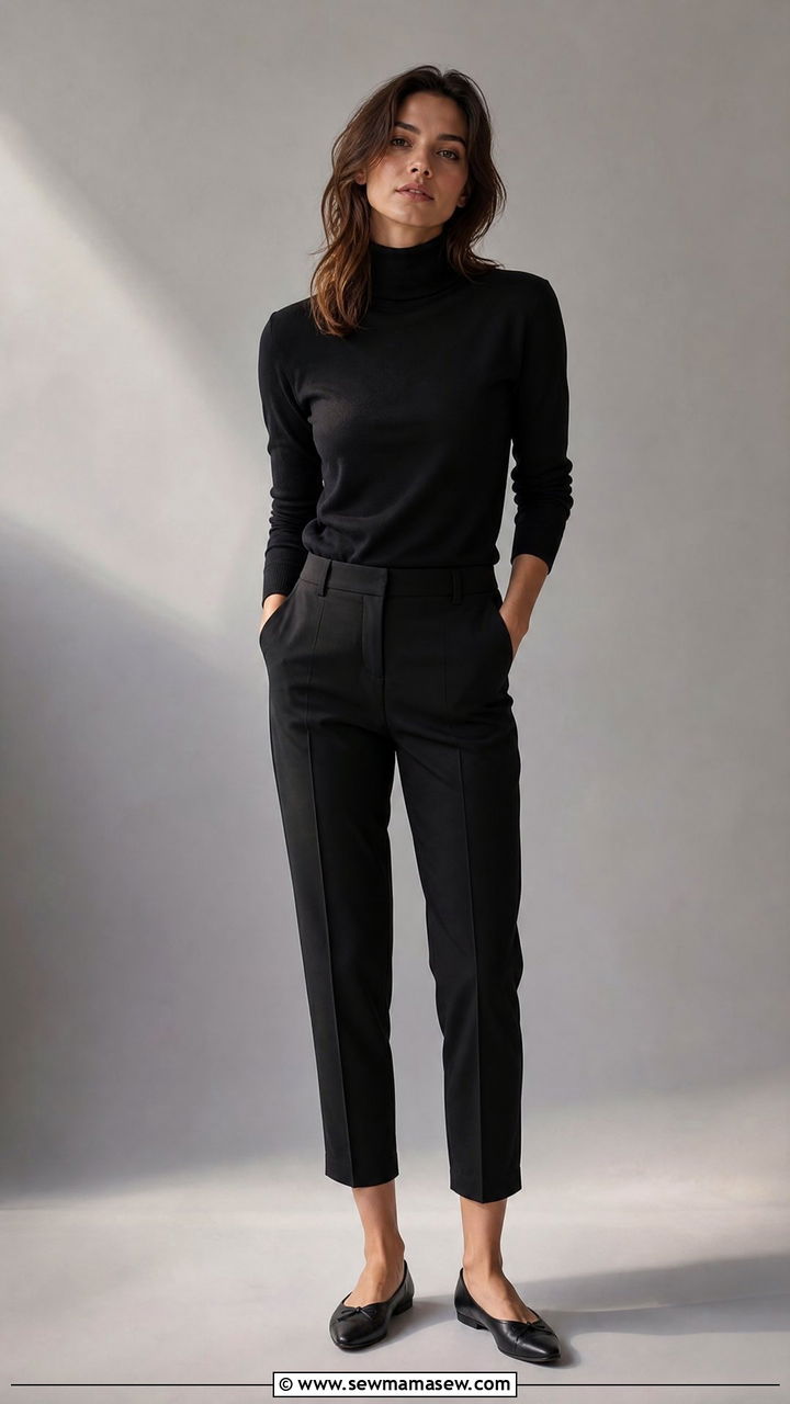 Black turtleneck and cropped pants Bardot - 25 Brigitte Bardot outfit ideas