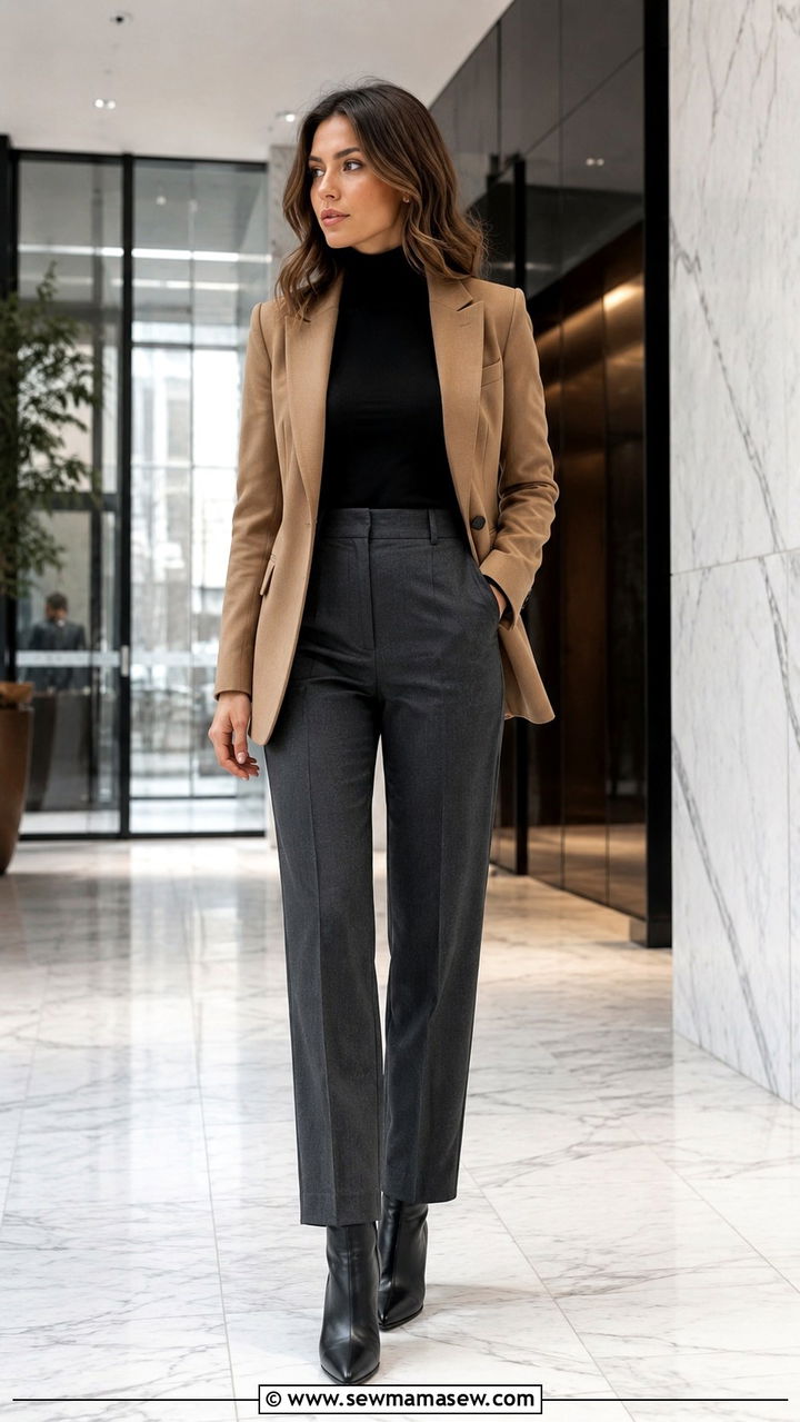Black turtleneck with a tailored blazer and trousers - 30 Ways to wear a turtleneck