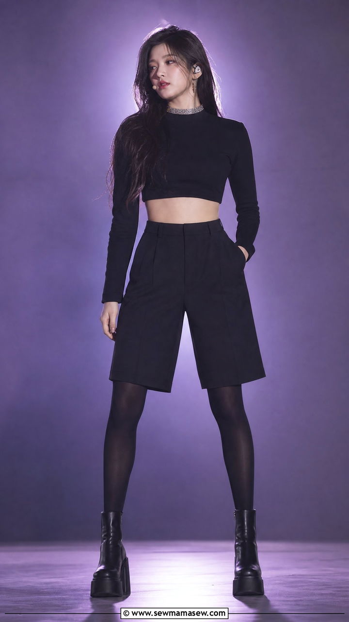 Black two piece set with fishnet tights - 20 Olivia Rodrigo concert outfit ideas