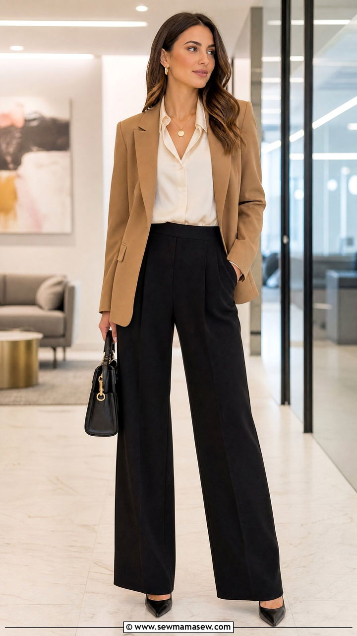 Black wide leg pants business casual outfit - 25 Business casual outfits with wide leg pants