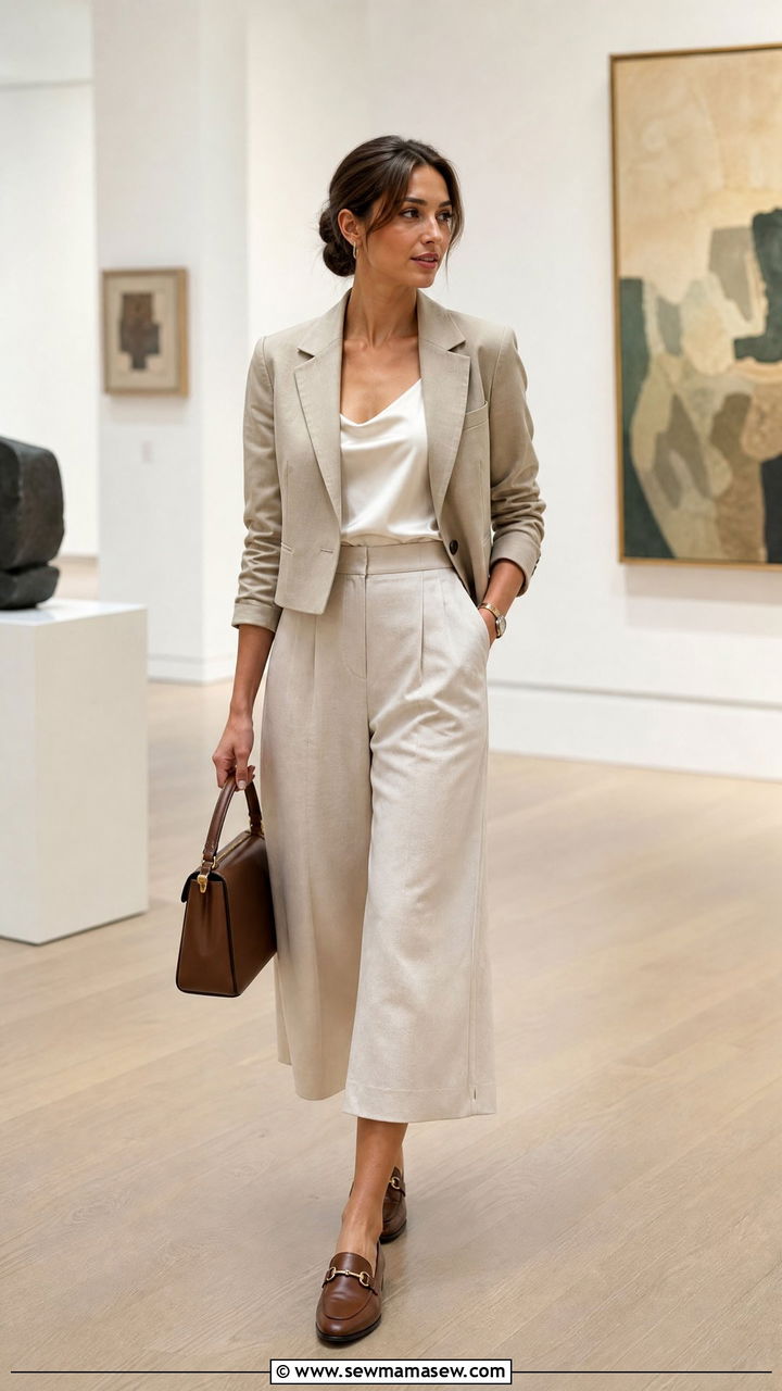 Blazer And Culottes With Loafers - 25 How to style a blazer in spring