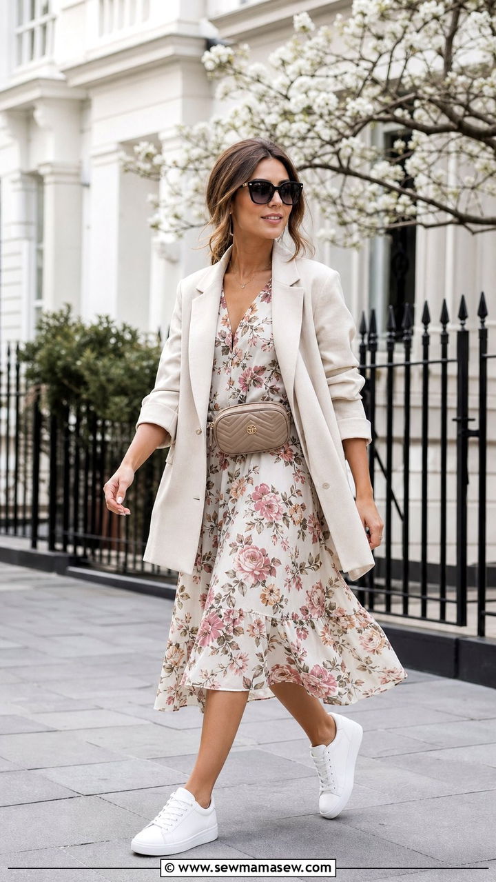 Blazer And Midi Dress Spring Outfit - 25 Easy spring outfit ideas 2026