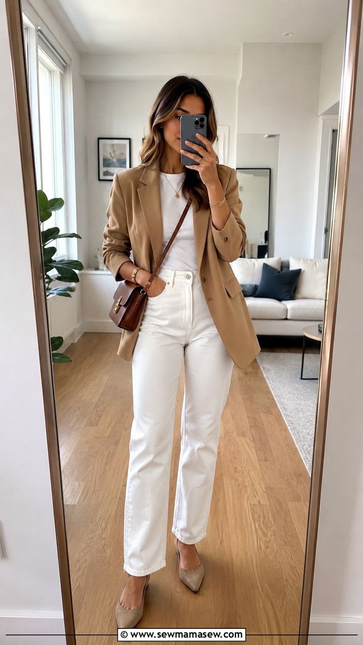 Blazer And White Jeans Outfit - 30 spring outfits for women over 30