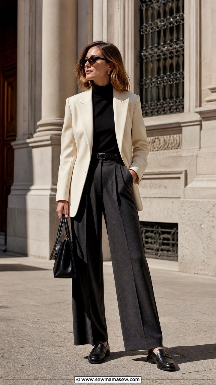 Blazer High Neck Top Wide Leg Trousers - 25 Italy packing list outfits