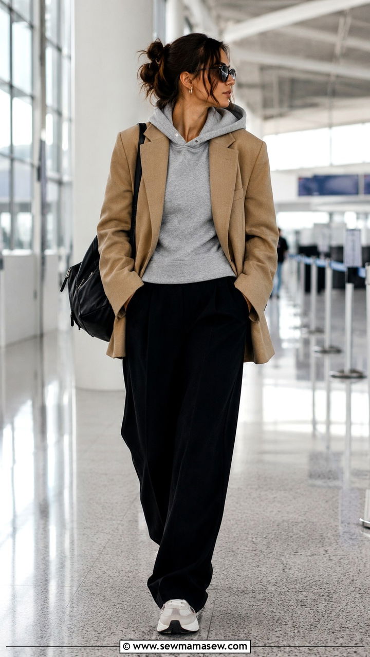 Blazer Layered Over A Hoodie Travel Look - 20 How to style a blazer for travel