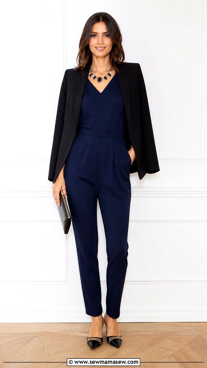 Blazer Over A Jumpsuit With Pointed Toe Flats - 40 blazer outfits