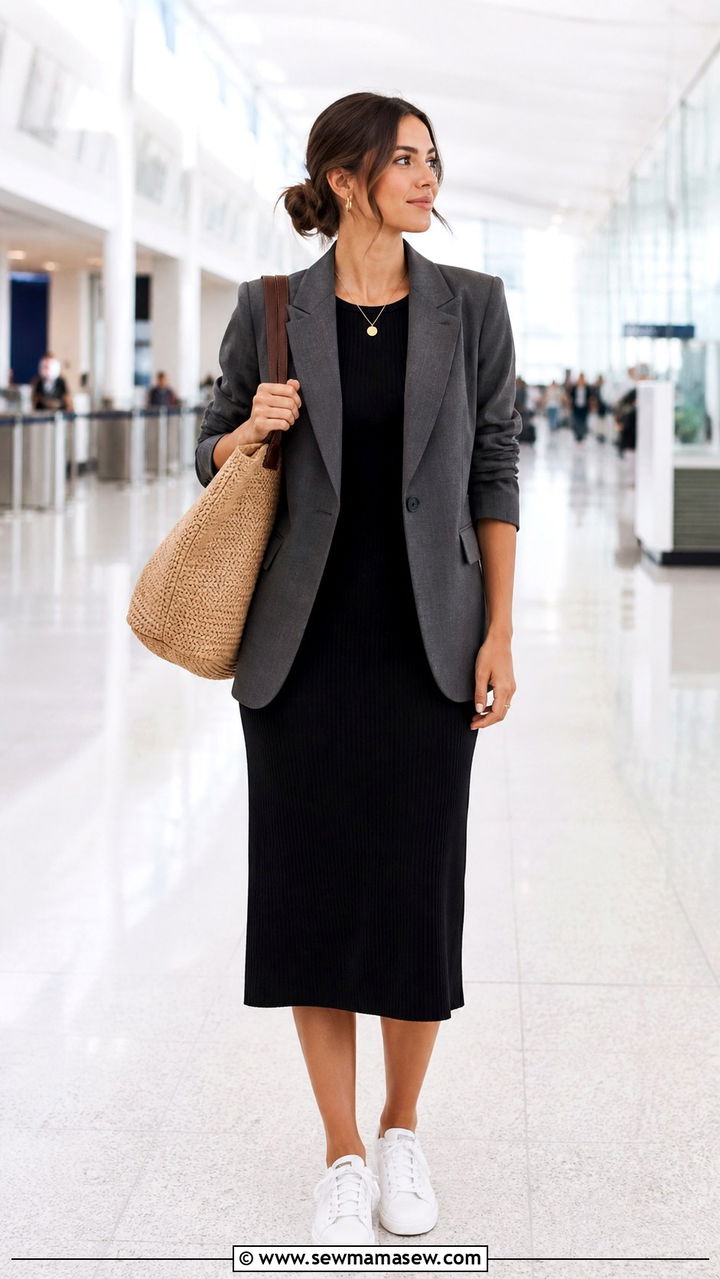 Blazer Over A Midi Dress Travel Outfit - 20 How to style a blazer for travel